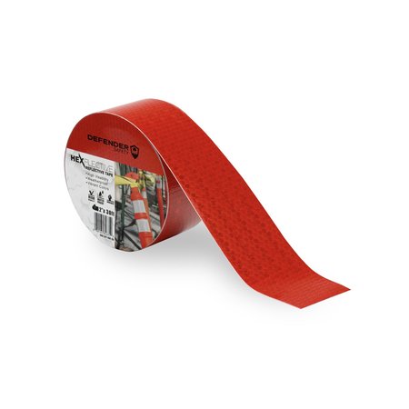 DEFENDER SAFETY HEXFLECTIVE Reflective Tape 2x 30' Red Honeycomb Pattern HFT-RHF-33